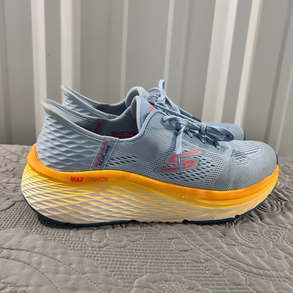 Skechers Slip-ins GO RUN Max Cushioning Elite Blue Orange Womens 8.5 128570